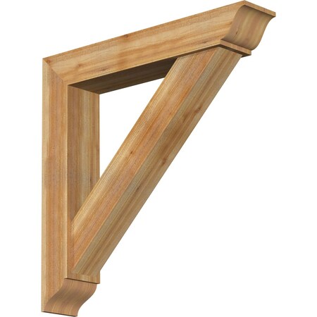 Ekena Millwork Traditional Traditional Rough Sawn Bracket w/ Offset Brace, Western Red Cedar, 8"W x 44"D x 44"H BKT0806X44X44TRA01RWR